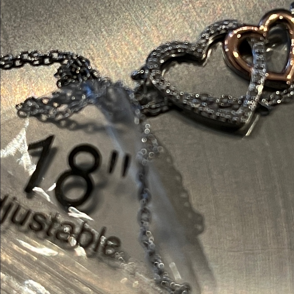 14K Diamond Sterling Silver Love 💕 Hearts Necklace NWT - Picture 10 of 10